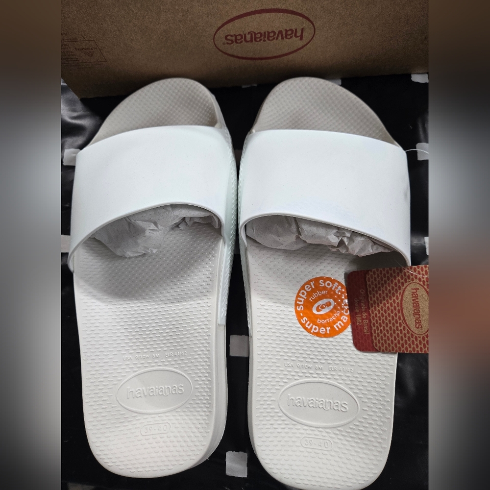 Havaianas White Slide Sandals